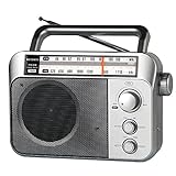 Retekess TR604 AM FM Radio,Tragbares Radio,Netzkabel oder Batteriebetrieb,Großer Knopf,Großer Lautsprecher,Einstellbare Höhen und Bässe,Radio für Senioren,Muttertagsgeschenk