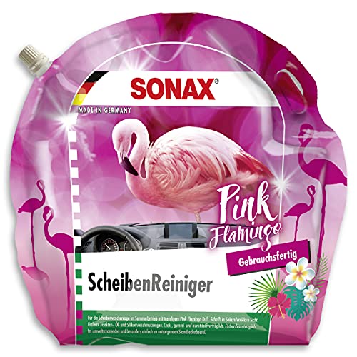 SONAX ScheibenReiniger gebrauchsfertig Pink Flamingo (3 l) sekundenschnell klare Sicht ohne Streifen und Schlieren | Art-Nr. 03894410