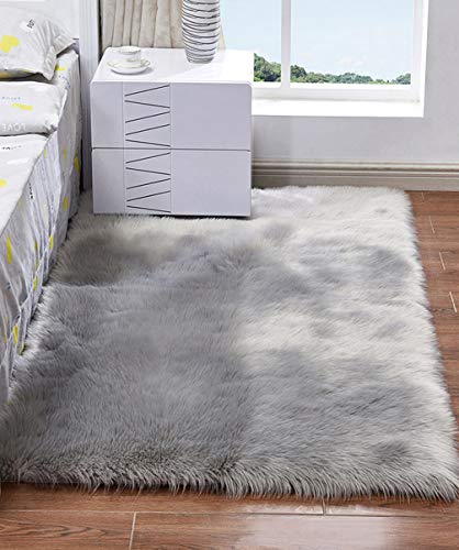 HARESLE Grau Teppiche Flauschig Rechteck Teppich Hochflor Soft Area Rug für Kinderzimmer Schlafzimmer, Grau/160x230cm