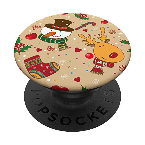 Frohe Weihnachten Weihnachtsmann Hut, Schneemann, Rentier PopSockets PopGrip: Ausziehbarer Sockel und Griff für Handys/Tablets mit Tauschbarem Top