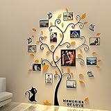 Asvert 3D Wandaufkleber Baum Gelb Wandtattoo DIY Wandaufkleber Abnehmbare Familie mit Bilderrahmen Wohnzimmer Schlafzimmer Kinderzimmer Sofa Möbel Sticker 132 x 160 cm