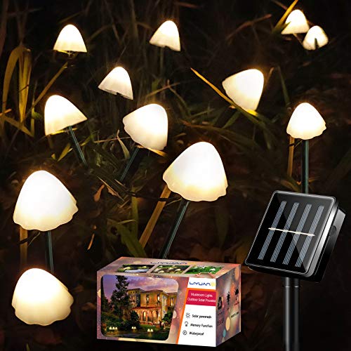 LiyuanQ Solar-Gartenlichter, 12 LED-Pilz-Lichterkette für den Außenbereich, wasserdicht, Pfahl, Pilz-Lampe, Dekoration für Hof, Terrasse, Pavillon, Gartenparty, Hochzeit, Geburtstag, Festival