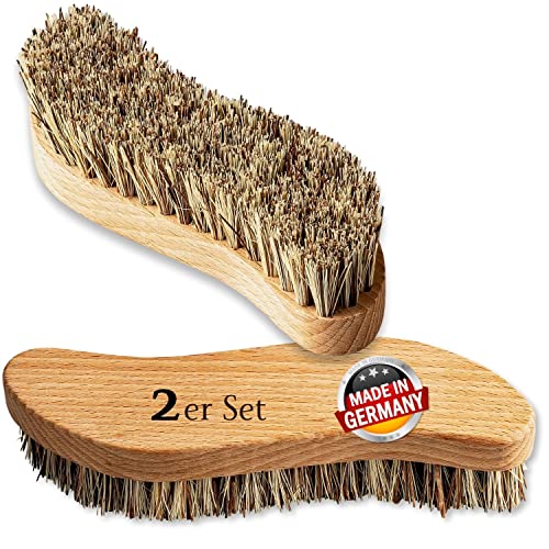 𝐅𝐄𝐈𝐍𝐇𝐎𝐋𝐙® Wurzelbürste Holz • 2 Stck. Scheuerbürste hart • Naturprodukt aus Buchenholz • plastikfrei für grobe Reinigung als Schrubber • Made IN Germany