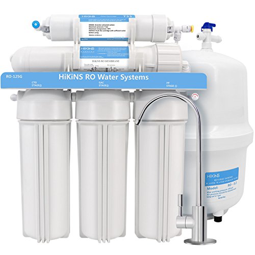HiKiNS Umkehrosmose Wasser Filtration Systems ro-125g 5 stufige Home Trink RO-System mit großen Flow 125 GPD Membran und Wasser spart