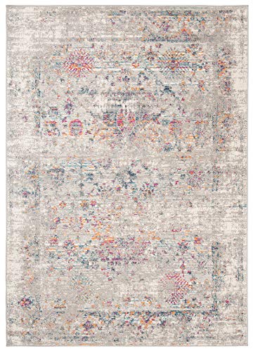 Carpeto Rugs Teppich Wohnzimmer Kurzflor Vintage Look Abstraktes Orientalisch Muster - Niedrigflor Teppich für Wohnzimmer, Schlafzimmer, Esszimmer - Versch. Größen Grau 300 x 400 cm