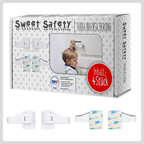Sweet Safety® Baby Türklinkensicherung – Bombenfest – TÜV-geprüftes Türschloss für Kinder - 4 Stück
