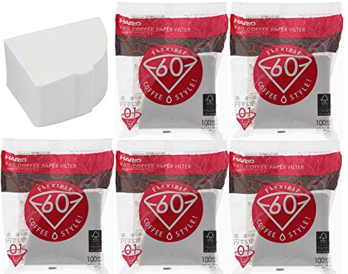 HARIO V60 Papierkaffeefilter, Größe 01, 6er Set (6 x 100 Stück)
