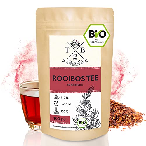 BIO Rooibos Tee lose 100 g – Rotbusch Tee natur – Rooibusch Tee aus Südafrika - Kräutertee ohne Koffein und Aromen