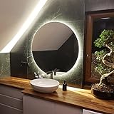 Artforma Rund Badspiegel mit LED Beleuchtung 80cm - Wählen Sie Zubehör - Individuell Nach Maß - Beleuchtet Wandspiegel Lichtspiegel Badezimmerspiegel | beleuchtet Bad Licht Spiegel L82