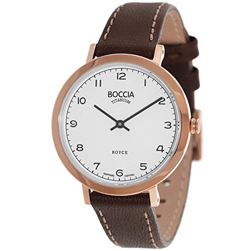Boccia Damen Analog Quarz Uhr mit Leder Armband 3246-04