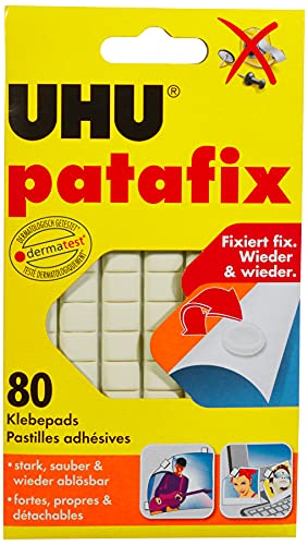 UHU Patafix, 48810 Wieder ablösbare und wieder verwendbare Klebepads, weiß, 80 Stück