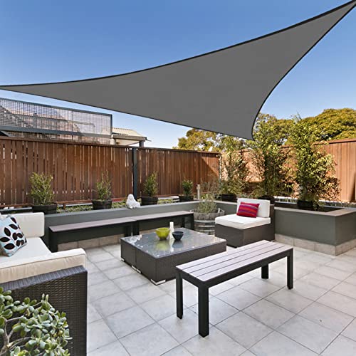 HENG FENG Sonnensegel Dreieck 5x5x7m HDPE Windschutz Sonnenschutz Atmungsaktiv mit UV Schutz für Outdoor Garten Terrasse Anthrazit