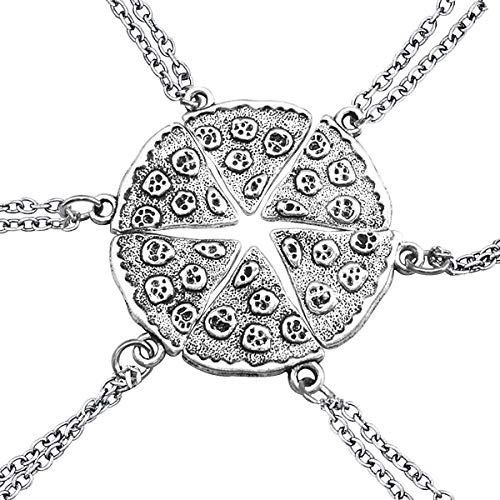 EQLEF® Ein Satz von Six Pack Pizza förmige Silberne Halsketten Paar Freundschaft Ketten