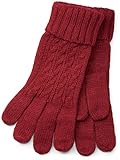 styleBREAKER Damen Handschuhe mit Zopfmuster und doppeltem Bund, warme Strickhandschuhe, Fingerhandschuhe 09010009, Farbe:Bordeaux-Rot