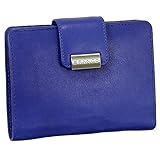 Leder Damen Geldbörse Portemonnaie Geldbeutel XXL mit Druckknopf 10 cm Farbe Royalblau