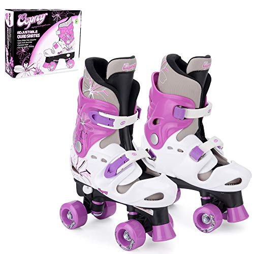 Osprey Roller Skates für Mädchen – klassische, zweispurige Rollschuhe für Anfänger – größenverstellbare, bequeme Rollerblades mit verstellbaren Schuhschnallen – sicheres Design für Kinder - Violett