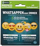 WhatsApp SIM Prepaid [SIM, Micro-SIM, Nano-SIM] - Starterpaket mit 15 EUR Guthabenwert, ohne Vertragsbindung, Option mit 2000 Einheiten (MB/MIN/SMS), Surf-Geschwindigkeit: 25 MBit/s LTE