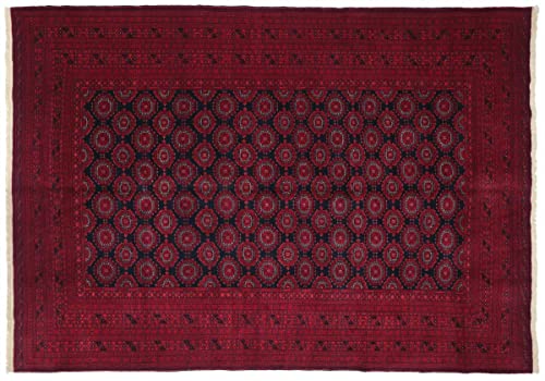 RUG PRINCE Afghan Teppich 200x300 Handgeknüpft Rot Geometrisch Orient Kurzflor Wohnzimmer u
