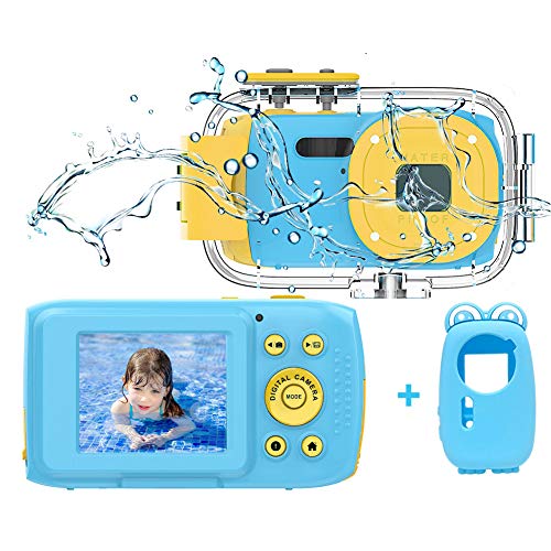 Kinderkamera Wasserdichte Kamera HD 1080P Unterwasserkamera Videokamera für Kinder Kinder Digitalkameras Mit 2,0 Zoll IPS HD-Bildschirm Blau