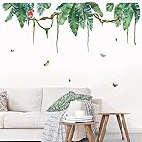 wondever Wandtattoo Tropische Pflanzen Grüne Wandaufkleber Palmenblätter Blätter Wandsticker Wanddeko für Schlafzimmer Wohnzimmer TV Wand