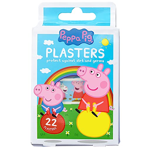 Peppa Pig Pflasters / Peppa Wutz Kinder Pflasterbox / x22 Streifen / 4 Größen / Latexfrei / Hypoallergen / Waschfest / Atmungsaktiv /