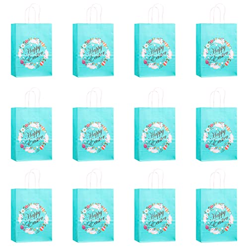 KAIXLIONLY 12 STÜCK Ostern Netter Hase Geschenkverpackung Tragbare Geschenktüte Farbe Kraftpapier Tragetasche für Kinder Eiersuche Süßigkeiten zu Osterparty