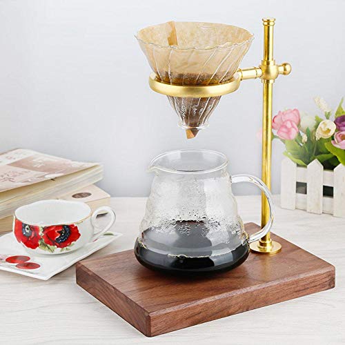 Kaffeefiltergestell, Kaffeefilterhalter aus Holz, Messing Stabile, höhenverstellbare Kaffeefilterhalterung, Home-Office-Bar