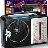 Retoo Radio Tragbares, Retro Radio, Vintage Radio, Hohe Lautstärke, traditionelles Radio mit 3 Frequenzen AM/FM/SW, FM 64–108 MHz, Mittlere Größe 155 x 55 x 100 mm mit AA-Batterie