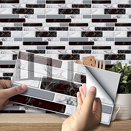 Mogokoyo 27 Stück Selbstklebende Tapete Steinoptik 3D Wandpaneele Küchenrückwand für Küche Badezimmer Toilette 20 * 10cm (Stil 2-27PCS)