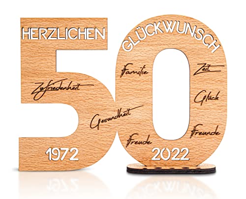 DARO Design - Holz-Schild Gästebuch - Geburtstag Jubiläum - Deko Zahlen 50 Jahre mit Jahreszahlen