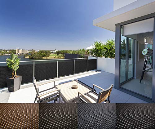 Mayaadi Home Rattan Balkon und Terrassen-Sichtschutz inkl. Kabelbinder für eine einfache Montage (Meterware) Anthrazit RD03 90cm