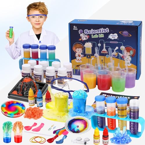 LEAZZLE 70+ Wissenschaft Experimente Kit für Kinder Alter 4-6-8-12,STEM Aktivitäten Wissenschaftler Spielzeug Geschenke für Jungen Mädchen Chemie Set,Kristalle Züchten,Regenbogenregen,Vulkanausbruchs