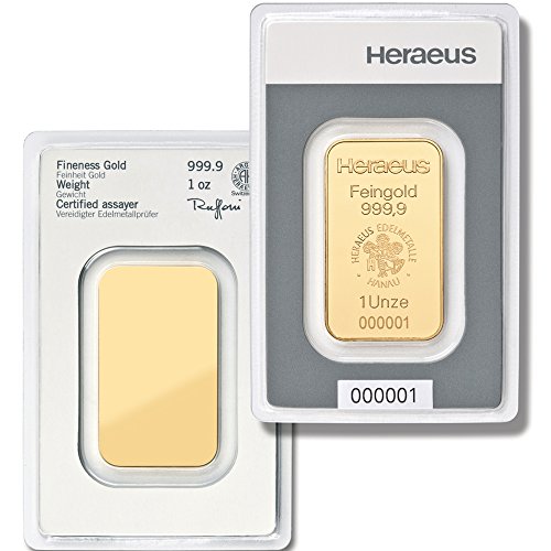 Goldbarren 31,1 g 31,1g 1oz Gramm Heraeus Feingold 999.9 LBMA zertifiziert online kaufen Edelmetalle