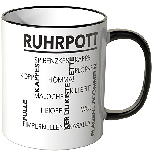 Wandkings® Tasse mit dem Schriftzug'Ruhrpott Wörter'- Schwarz