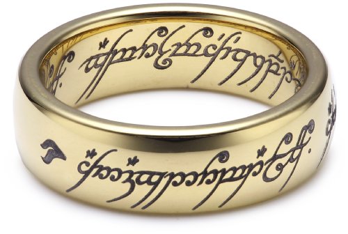 Herr der Ringe Unisex-Ring 'Saurons Ring' aus dem kleinen Hobbit Wolfram PVD vergoldet 3009-066
