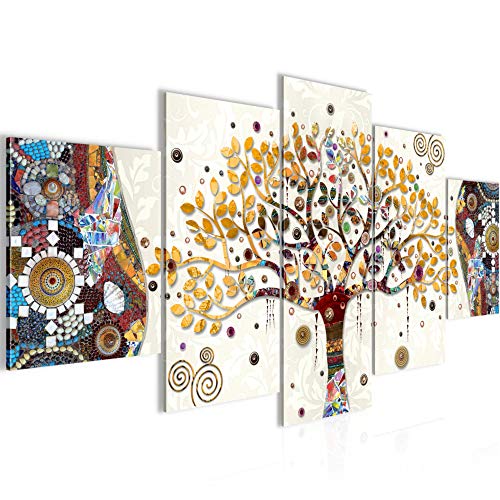 Runa Art - Bilder Gustav Klimt Baum des Lebens 200 x 100 cm 5 Teilig XXL Wanddekoration Design Bunt 004651a
