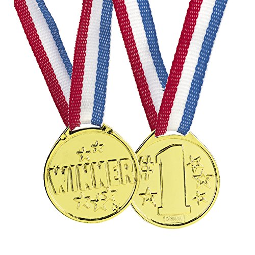 cama24com Siegermedaille Winner 1. Platz Goldmedaille Kunstoff 12 Stück Trophäen Preise Partyspiele Mitgebsel Gastgeschenke Palandi®