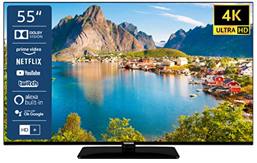 TELEFUNKEN D55U660X5CWI 55 Zoll Fernseher/Smart TV (4K UHD, HDR Dolby Vision, LED, Triple-Tuner, WLAN, Alexa Built-in) - inkl. 6 Monate HD+ [2022], schwarz