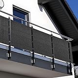 NYVI Polyrattan Balkon Sichtschutz Privafence 90x500 cm Anthrazit - Balkonbespannung mit Metallösen - UV-fest, Witterungsbeständig, 100% Blickdicht - Balkonumspannung Balkonumrandung 0.9x5 cm