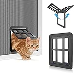 NAMSAN Katzenklappe Fliegengitter Automatischen Verschluss Hundeklappe Fliegengitter Balkontür mit Katzenklappe Haustierklappe—Schwarz