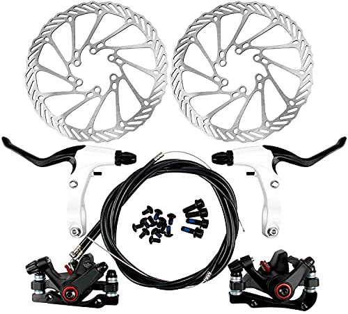 Yorbay Fahrrad Scheibenbremse Set, 160mm Scheiben und vorne hinten Bremse mit BB5 Bremsbeläge und Kabel (Schwarz) (Mehrweg)