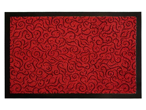Schmutzfangmatte Türvorleger BRASIL Sauberlaufmatte - 60x90 cm, Rot, Rutschfest, Waschbar, Fußmatte für Innen und Außen Geeignet