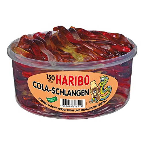 HARIBO Cola-Schlangen, Fruchtgummi - Dose 150 Stück