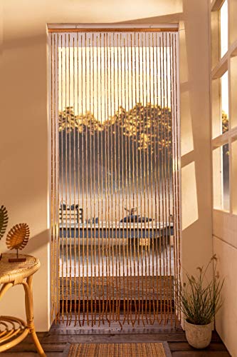 Türvorhang aus Bambus, 90x200 cm, Balkontür Insektenschutz Vorhang, Fliegenvorhang, Fadenvorhang