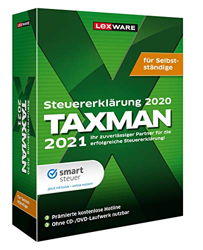 Lexware Taxman 2021 für das Steuerjahr 2020|Minibox|Übersichtliche Steuererklärungs-Software für Selbstständige, Gründer und Unternehmer|Standard|1|1 Jahr|PC|Disc