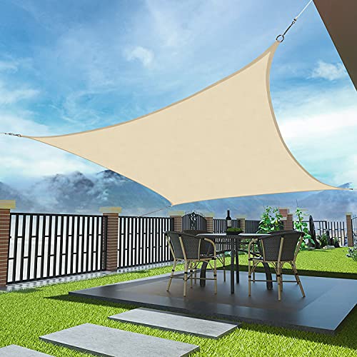 Amazon Brand-Umi Sonnensegel Rechteckig Wasserdicht 95% UV Schutz mit Befestigungsseile 3x3 Sonnenschutz Markise Windschutz Segeltuch Pergola für Außenbereich Balkon und Garten Sonnenschutzsege(Beige)