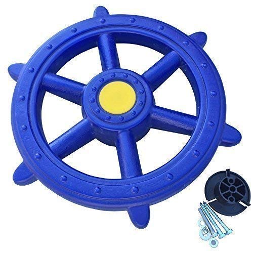 Loggyland Schiffslenkrad Piratenlenkrad Lenkrad Ø 52cm blau - für Kletterturm Spielschiff Spielturm mit Geräuschen Zubehör