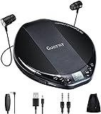 Gueray Tragbarer CD Player HiFi Classic Persönlicher CD-Player mit Kopfhörer-Überspringschutz LCD-Display Walkman