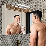 Artforma Spiegelschrank Bad mit Lumen Spiegelleuchte, Badlampe (70 x 60 x 17 cm) | Alpine White | Badschrank | Beleuchtet Badezimmerschrank | Stauraum und Steckdose in Weiß