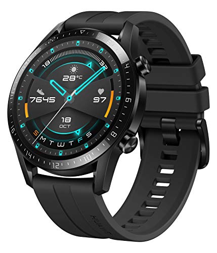 HUAWEI Watch GT 2 Smartwatch (46 mm Full-Color-AMOLED Touchscreen, SpO2-Monitoring, Herzfrequenzmessung, Musik Wiedergabe, 5ATM wasserdicht, GPS) Matte Black, 30 Monate Garantie